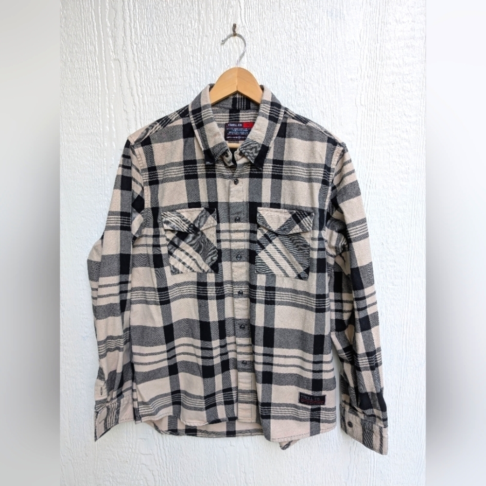 Troll Co. Plaid Flannel Snap Down Shirt Workwear Western Outdoor Men's Medium